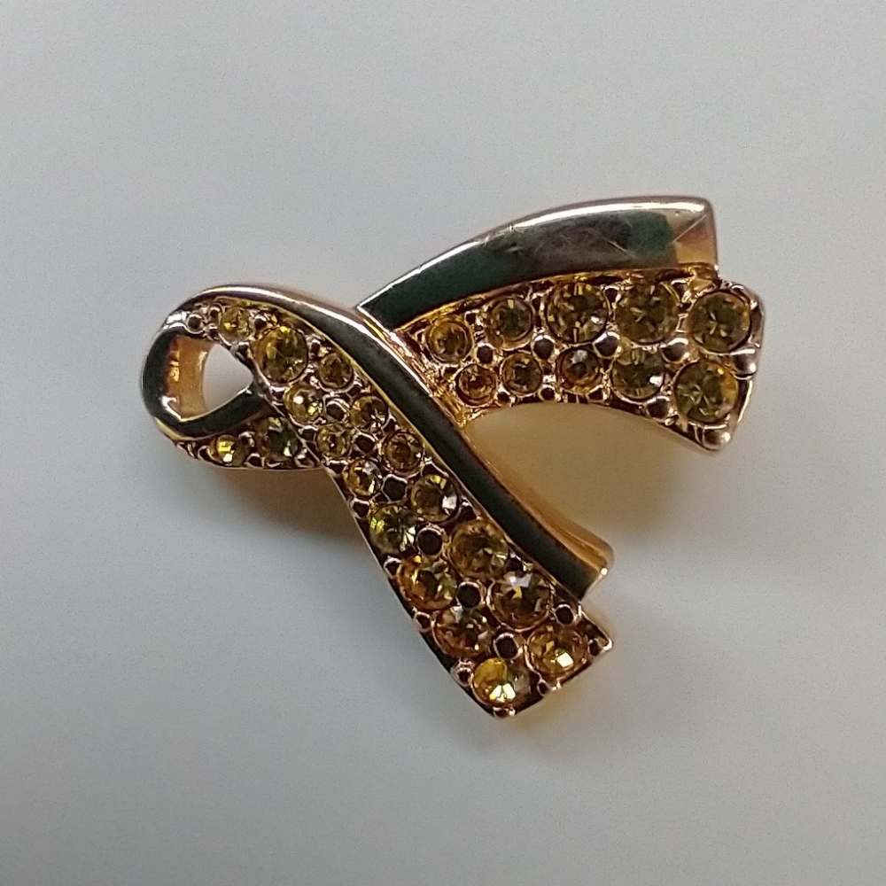Vtg Swarovski Gold Yellow Rhinestone Broche Pin Beautiful Jewelry Collection. - Picture 4 of 4